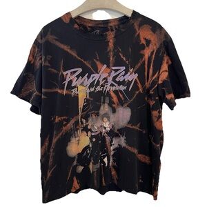 Purple Rain Prince And The Revolution T-Shirt Large Cropped Bleach Tie Dye